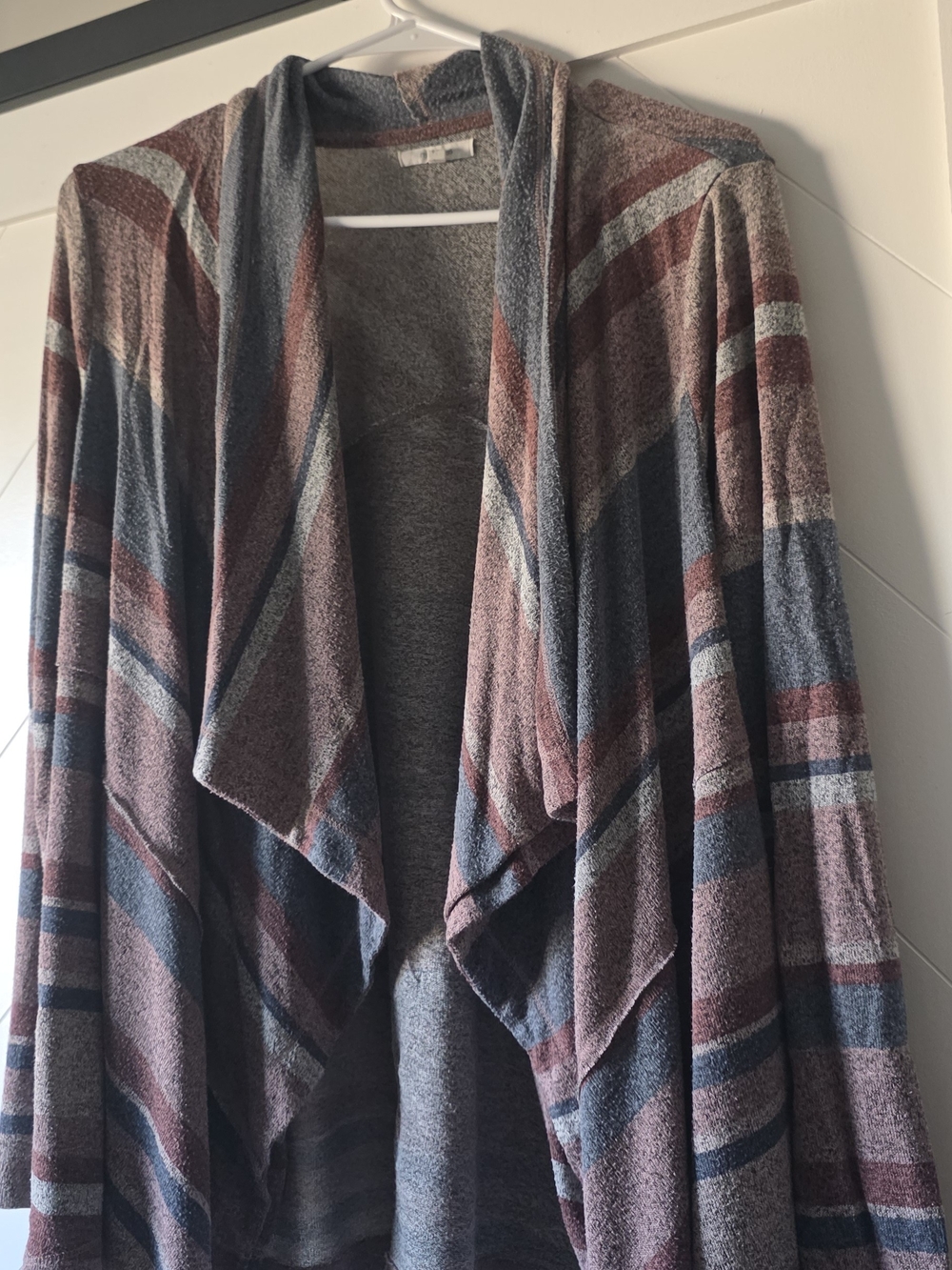 Cozy Draped Open-Front Women's Sweater Cardigan - Dusty Rose & Slate